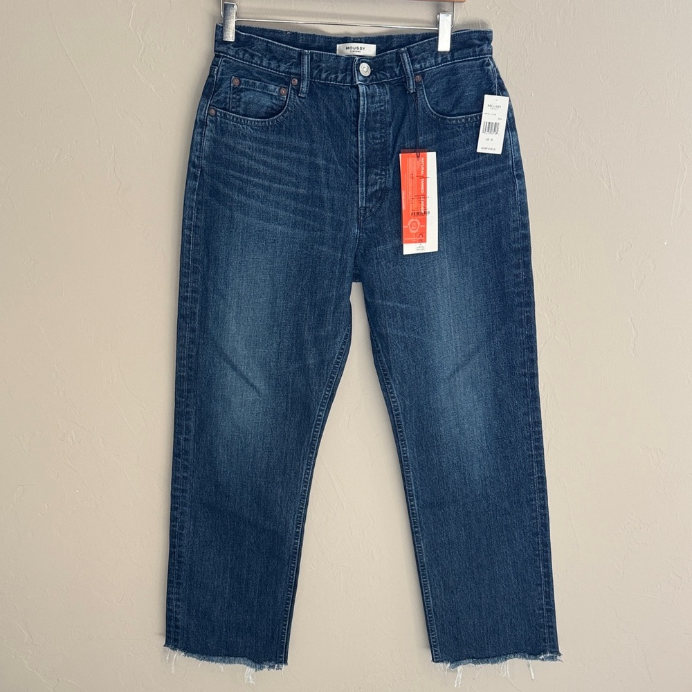 Moussy Dark Blue Capac Wide Leg Cropped Jeans